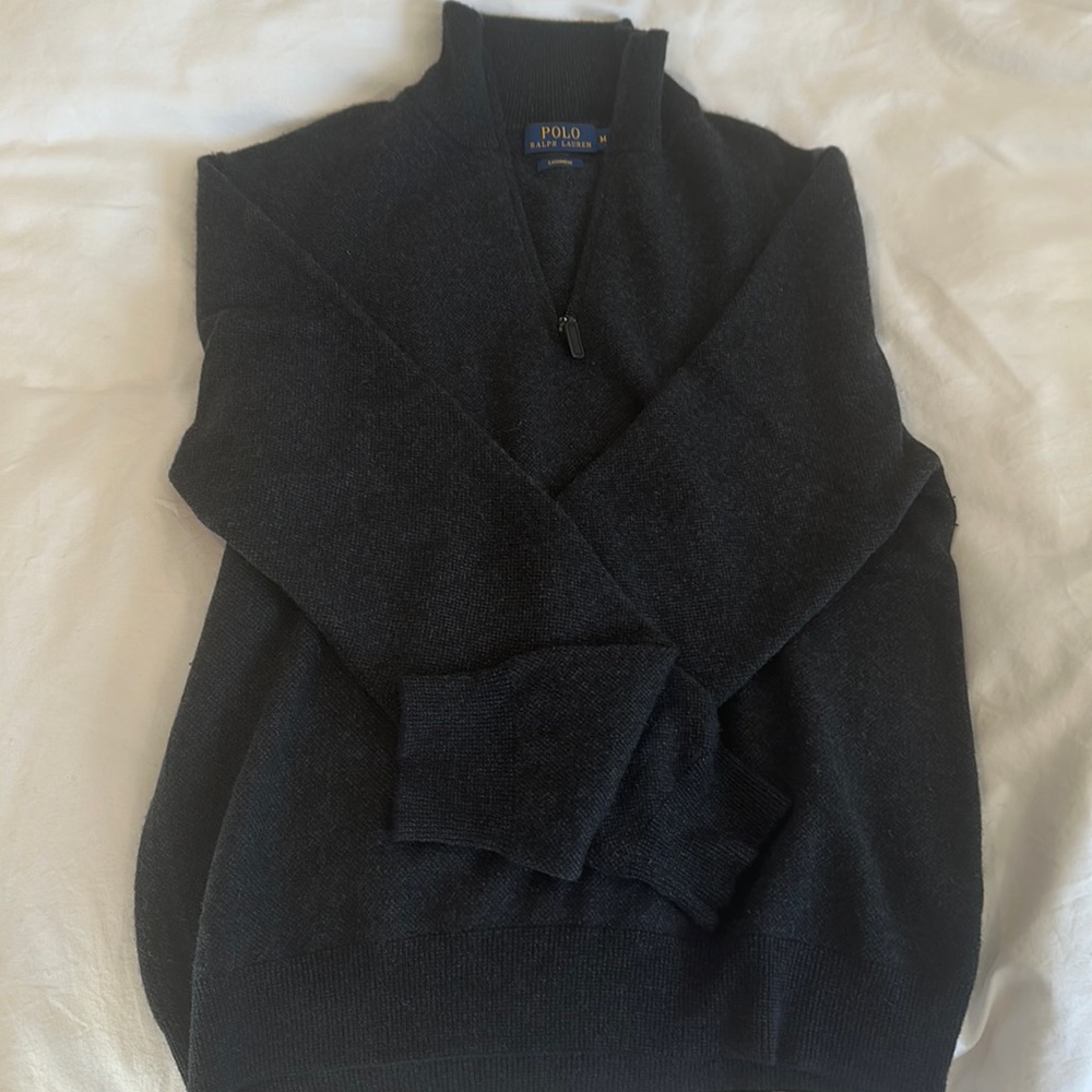 Polo Cashmere Grey Men’s sweater quarter zip